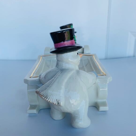 24KT Gold Lenox Snowman Candy Tray - Picture 3 of 11